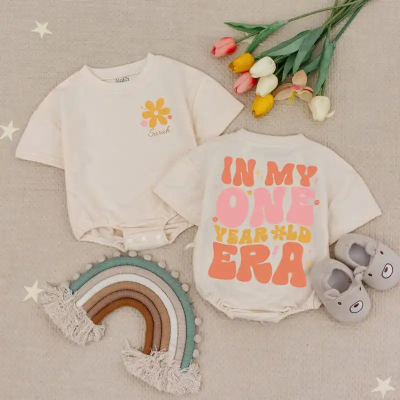 Custom Name In My One Year Old Era Baby Romper, Girls Birthday Babysuit, Personalized Name 1st Birthday, Gift for Birthday Party