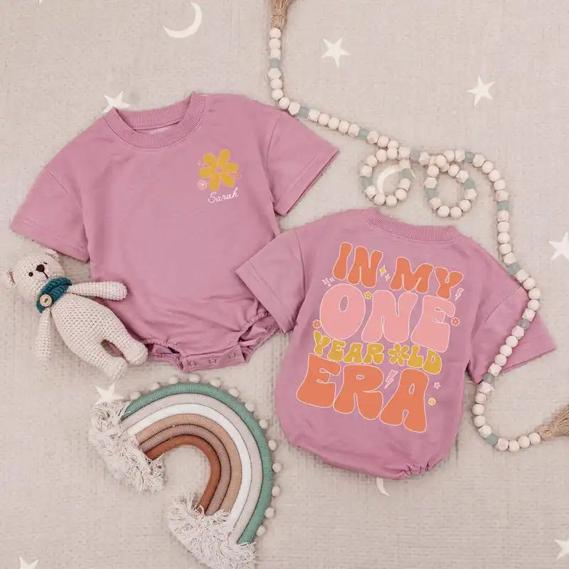 Custom Name In My One Year Old Era Baby Romper, Girls Birthday Babysuit, Personalized Name 1st Birthday, Gift for Birthday Party