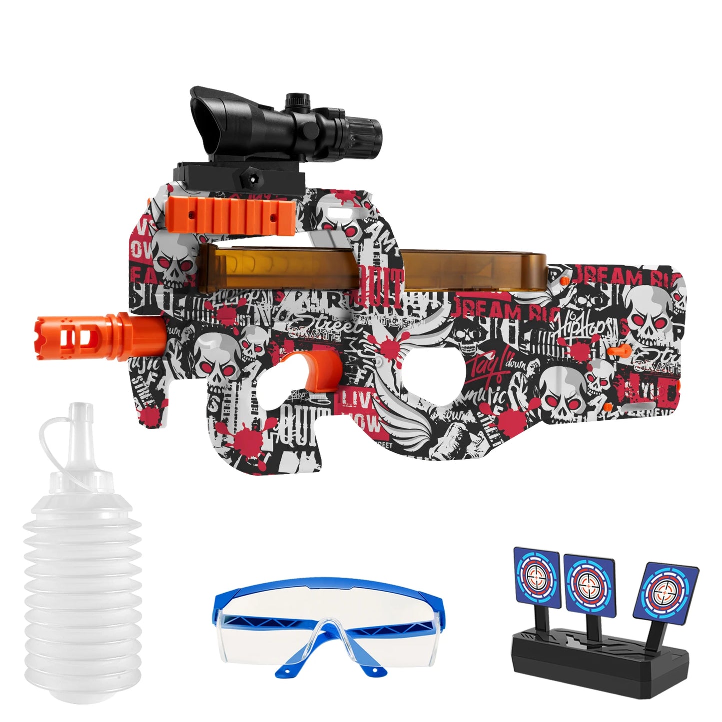 High Speed P90 Electric Gel Balls Gun Toys, Automatic & Manual Dual Modes Water Bullets Blaster, Outdoor Shooting Games, Gitts