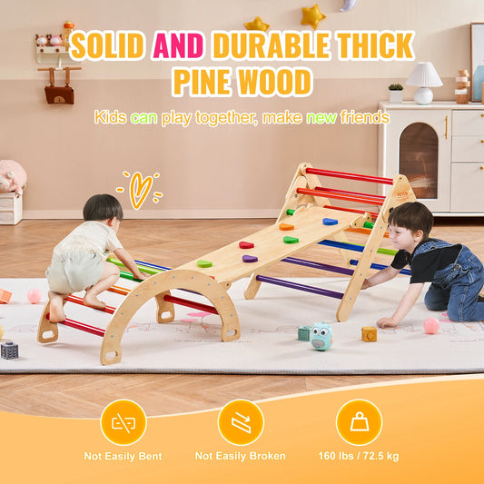 Triangle Set 5 in 1Toddler Climbing Toys Indoor Playground for Toddlers 1-3 Years Large Size Wooden Climbing Set