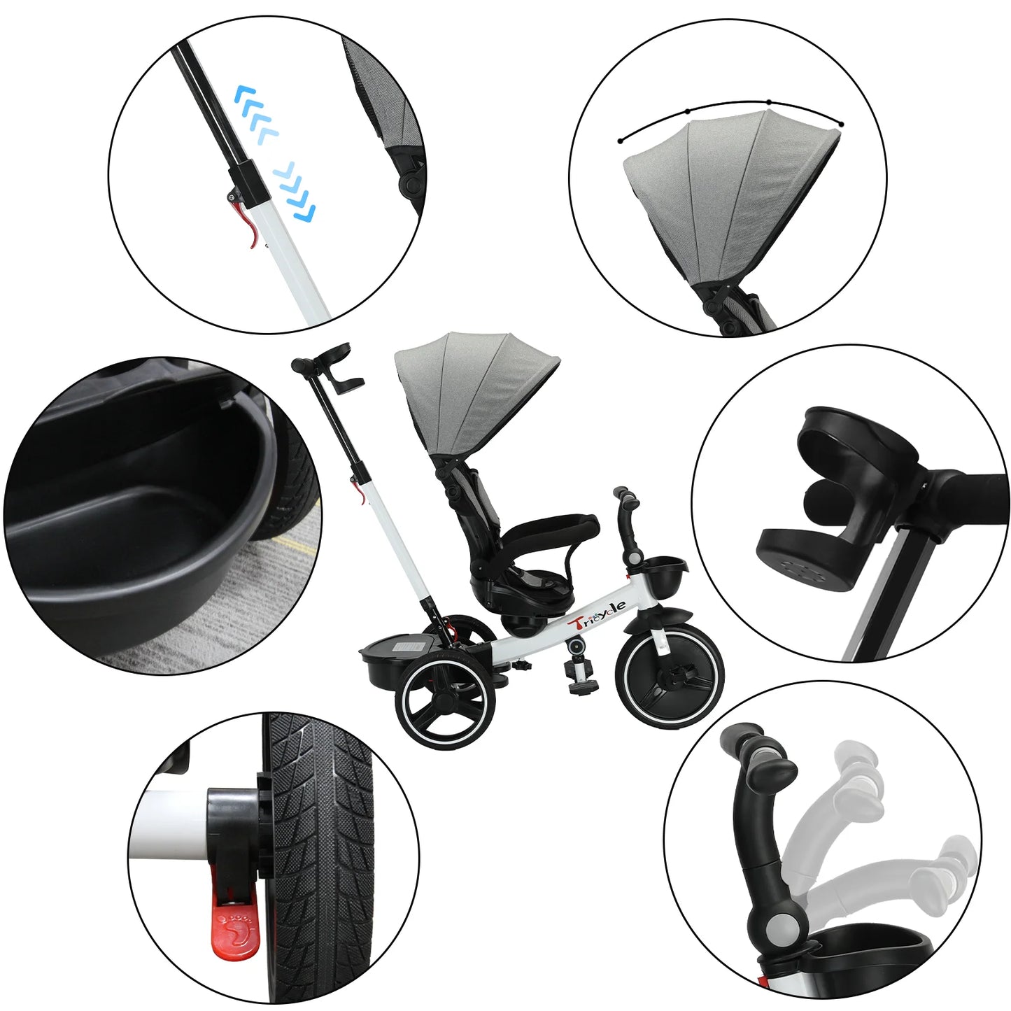 Baby Stroller Tricycle Bike, 360 Degree Rotation Sitting & Lying,Celerity Disassembly & Assembly,18-60 Months,HLF6018