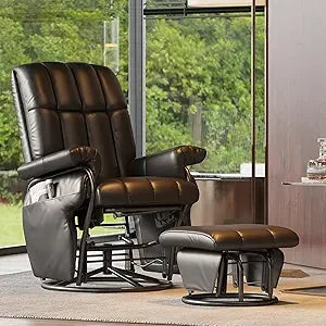 360° Swivel Recliner Chair with Ottoman & Double Side Pockets, Nursing Glider Rocking Recliner Chair, Gliding Chairs for Nurser