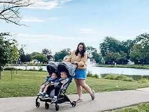 Double Stroller,Lightweight Side by Side Stroller for Newborn and Toddler,Easy Fold, Spacious Seats with Recline, UPF50+ Canopy