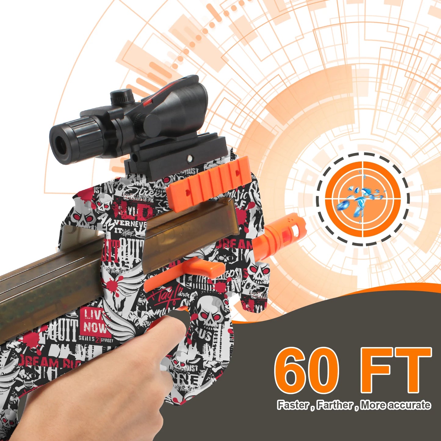 High Speed P90 Electric Gel Balls Gun Toys, Automatic & Manual Dual Modes Water Bullets Blaster, Outdoor Shooting Games, Gitts