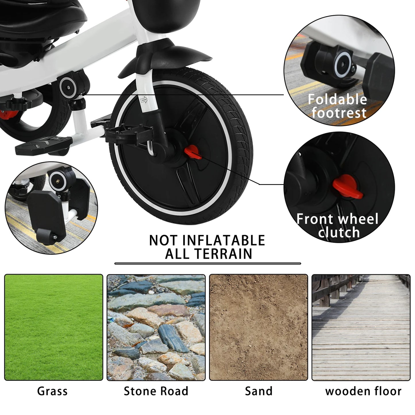 Baby Stroller Tricycle Bike, 360 Degree Rotation Sitting & Lying,Celerity Disassembly & Assembly,18-60 Months,HLF6018