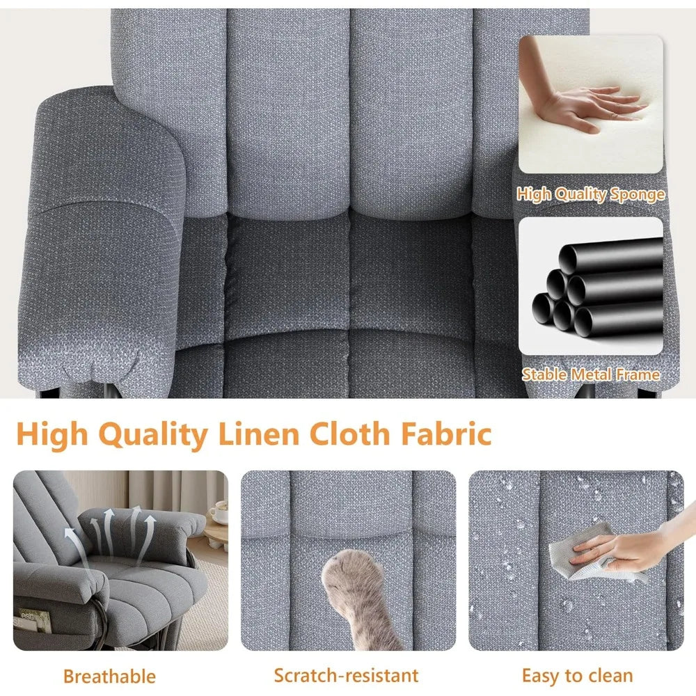 360° Swivel Recliner Chair with Ottoman & Double Side Pockets, Nursing Glider Rocking Recliner Chair, Gliding Chairs for Nurser